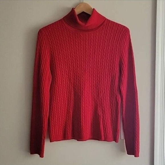 EUC Anne Klein Sport Cashmere Cable Knit Turtleneck Sweater - Picture 1 of 7